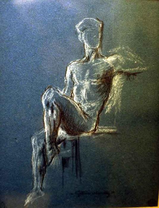 Male Nude On Blue — Gustave Moreau