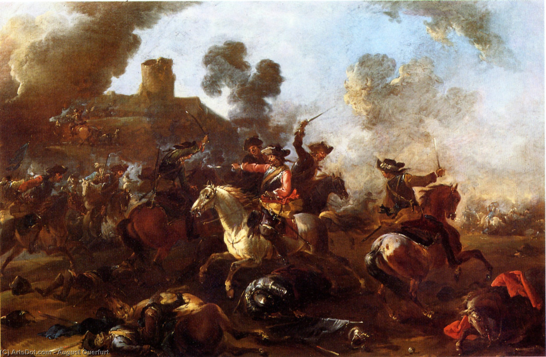 Cavalry Battle Between Imperial (red Rock Bandages) And Sweden (blue Sashes) — August Querfurt