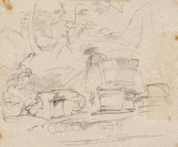 Women Standing Next To Wine Vats On A Hillside — John Frederick Lewis