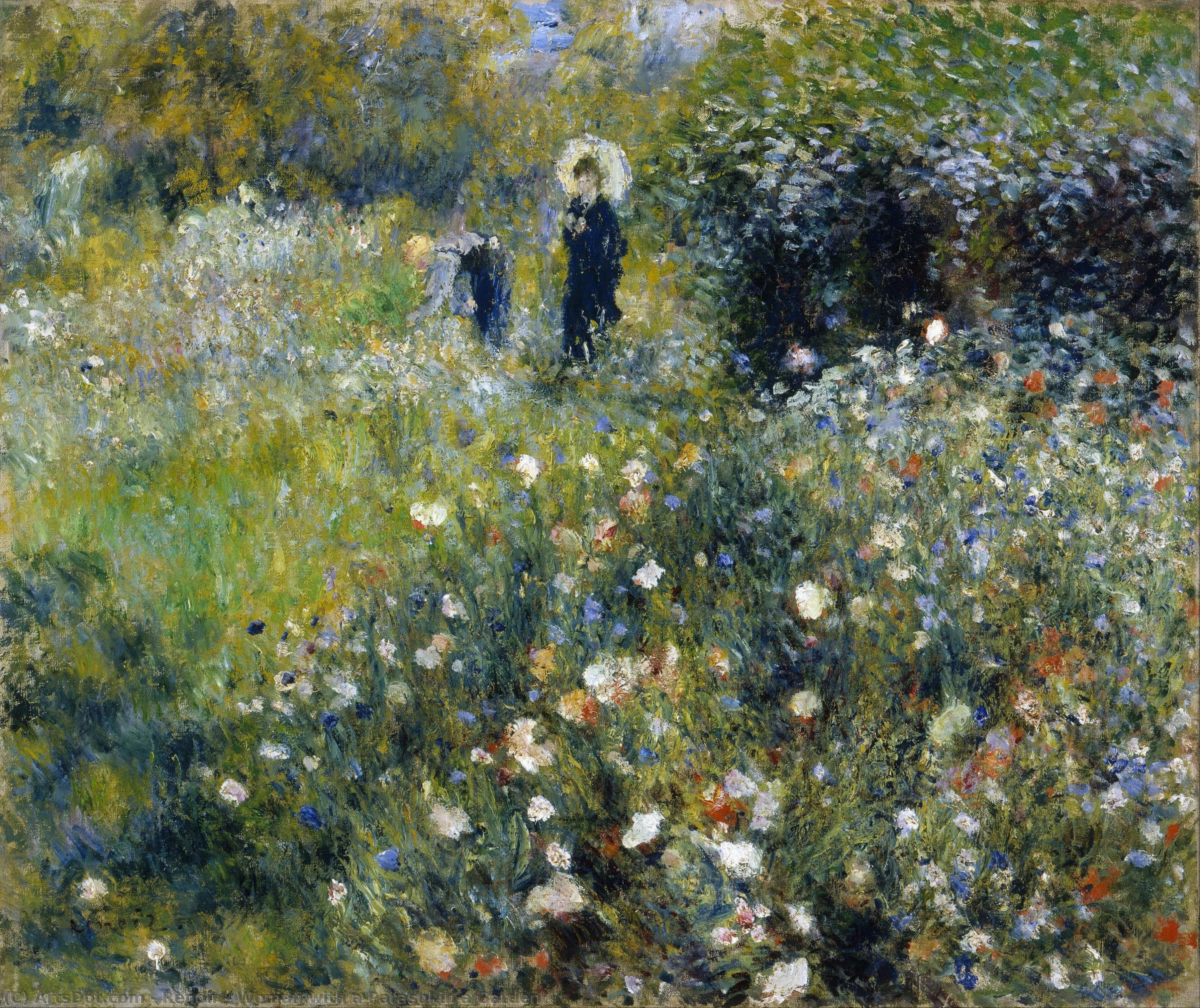 Woman With A Parasol In A Garden — Pierre-auguste Renoir