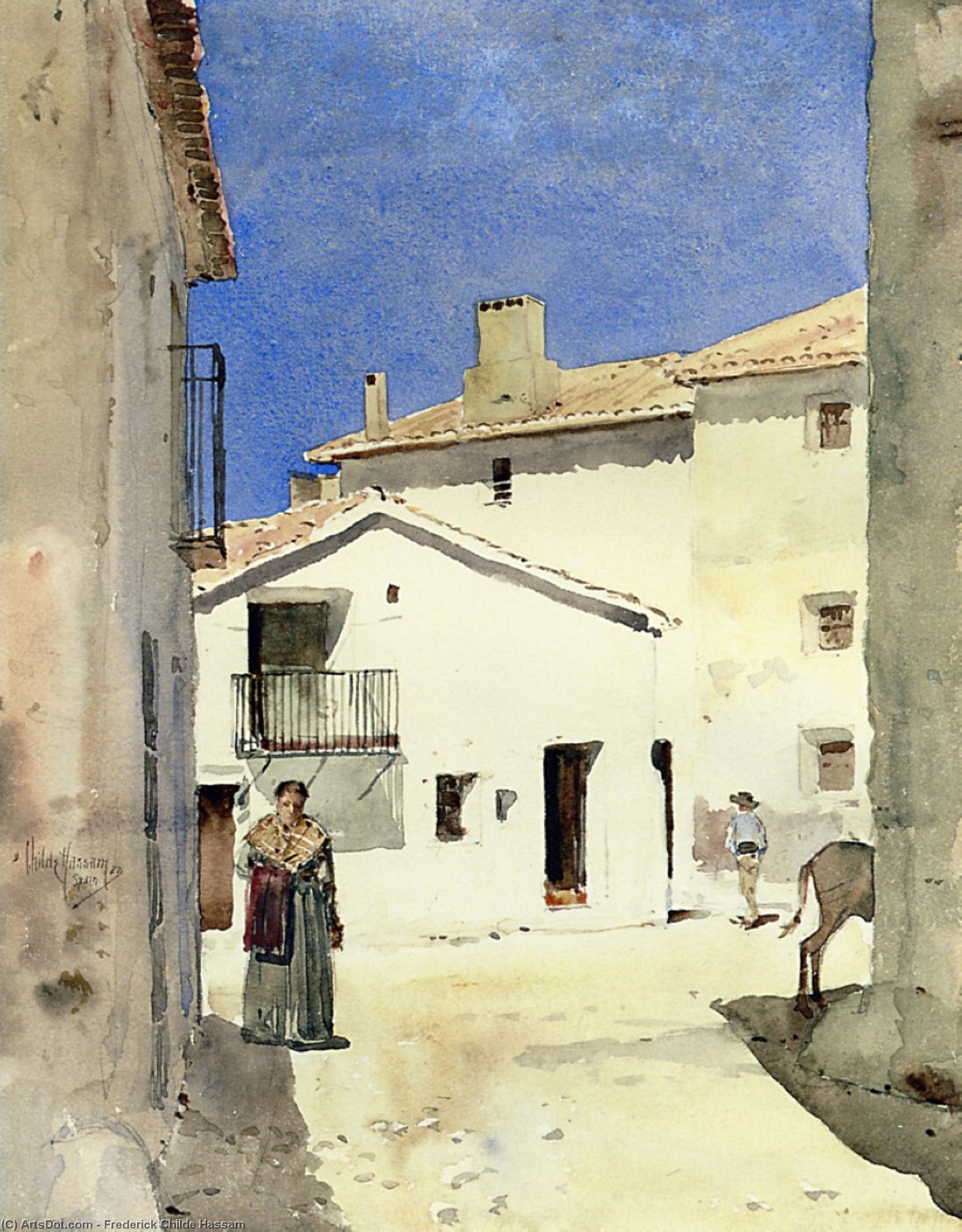 A Street In Denia, Spain — Frederick Childe Hassam