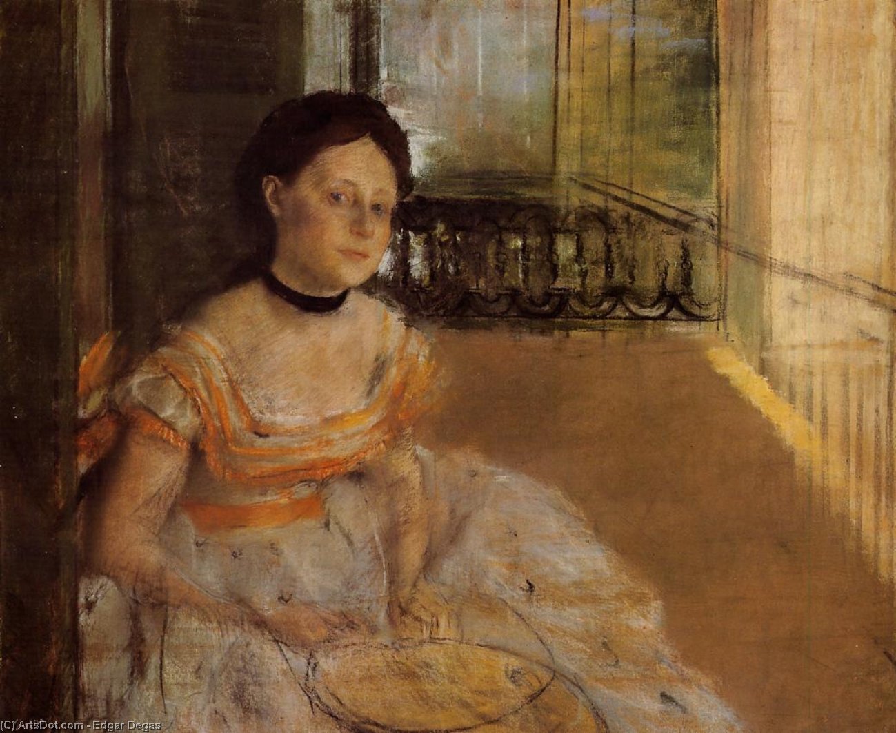 Woman Seated On A Balcony — Edgar Degas