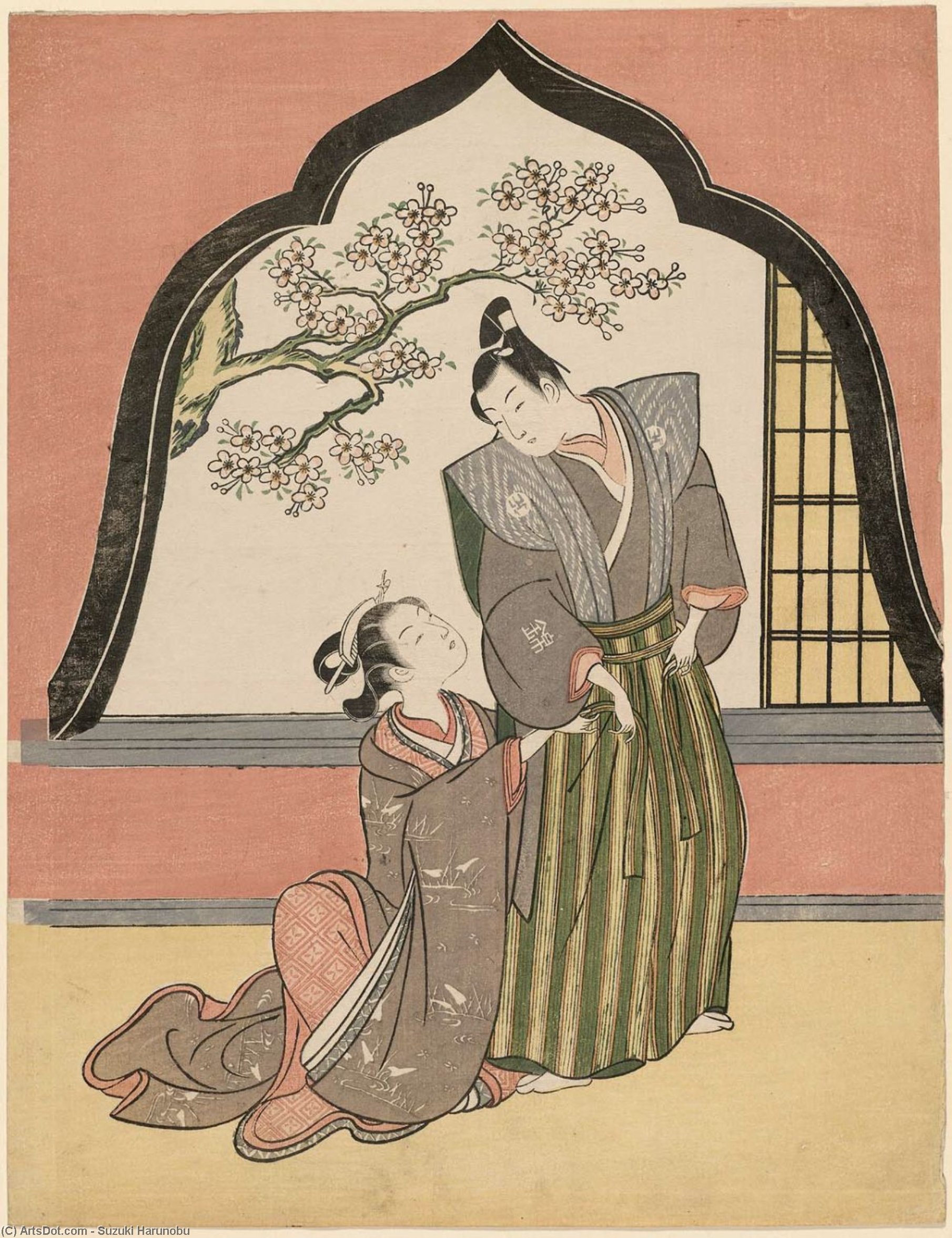 Young Couple By An Arched Window — Suzuki Harunobu