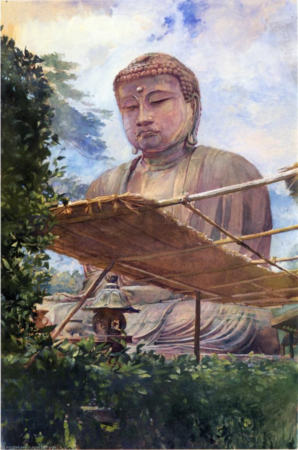 The Great Statue Of Amida Buddha At Kamakura, Known As The Diabutsu, From The Priest's Garden — John La Farge