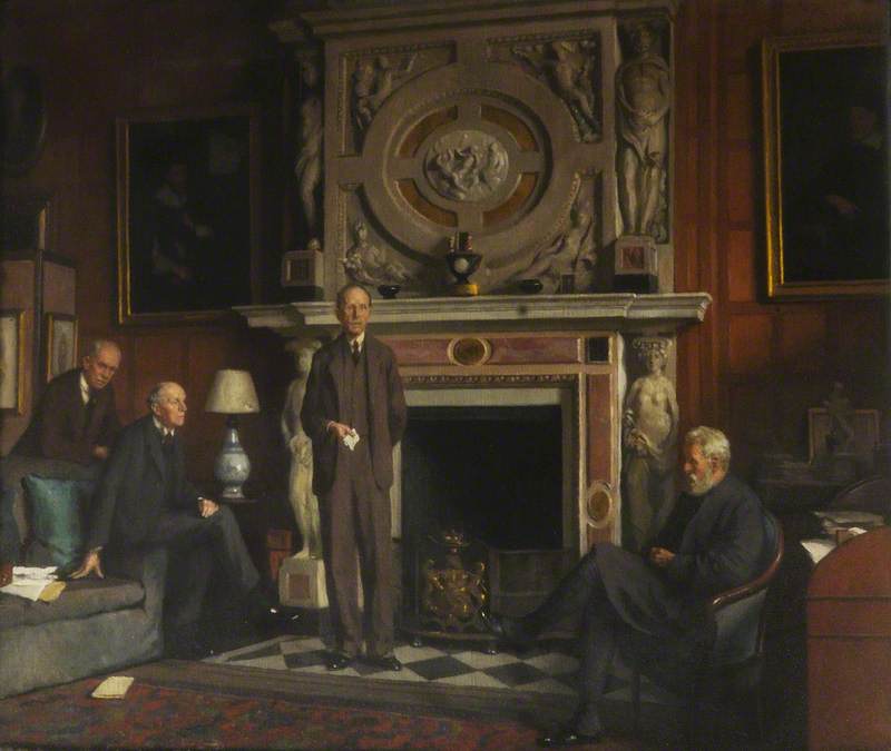 Group Portrait Of James (1861–1947), 4th Marquess Of Salisbury And His Brothers, Robert (1864–1958), Viscount Cecil Of Chelwood Lord William Cecil (1863–1936), Bishop Of Exeter Lord Hugh Cecil (1869–1956), Baron Quickswood James, Honorary Fellow (192.... — Frederick Hawkesworth S Shepherd