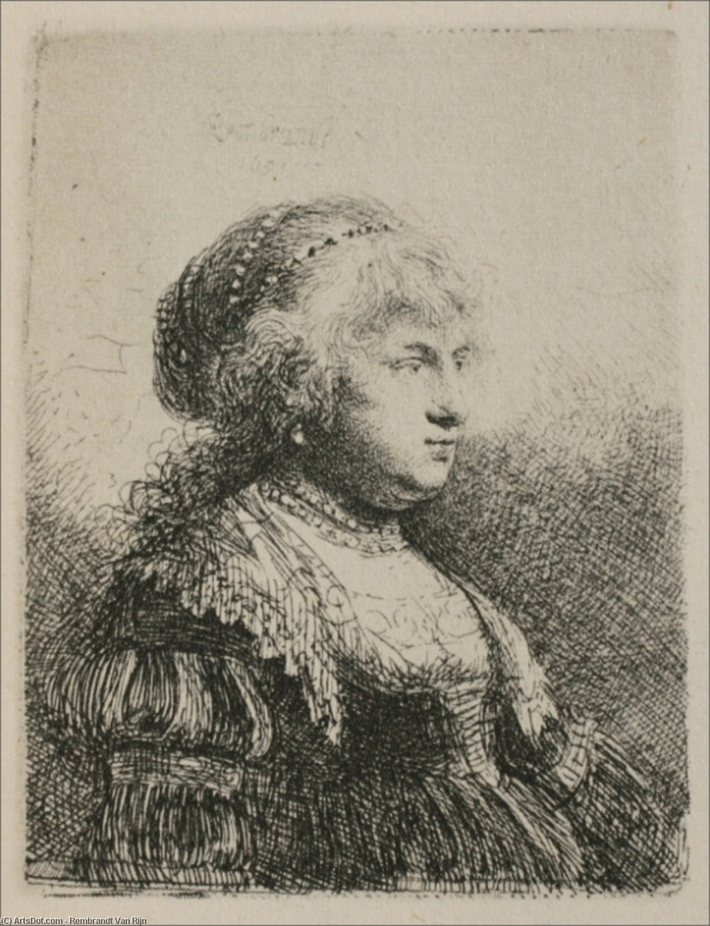 Rembrandt's Wife With Pearls In Her Hair — Rembrandt Van Rijn