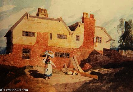 Cottages With A Washerwoman C.1808 - (9) — John Sell Cotman