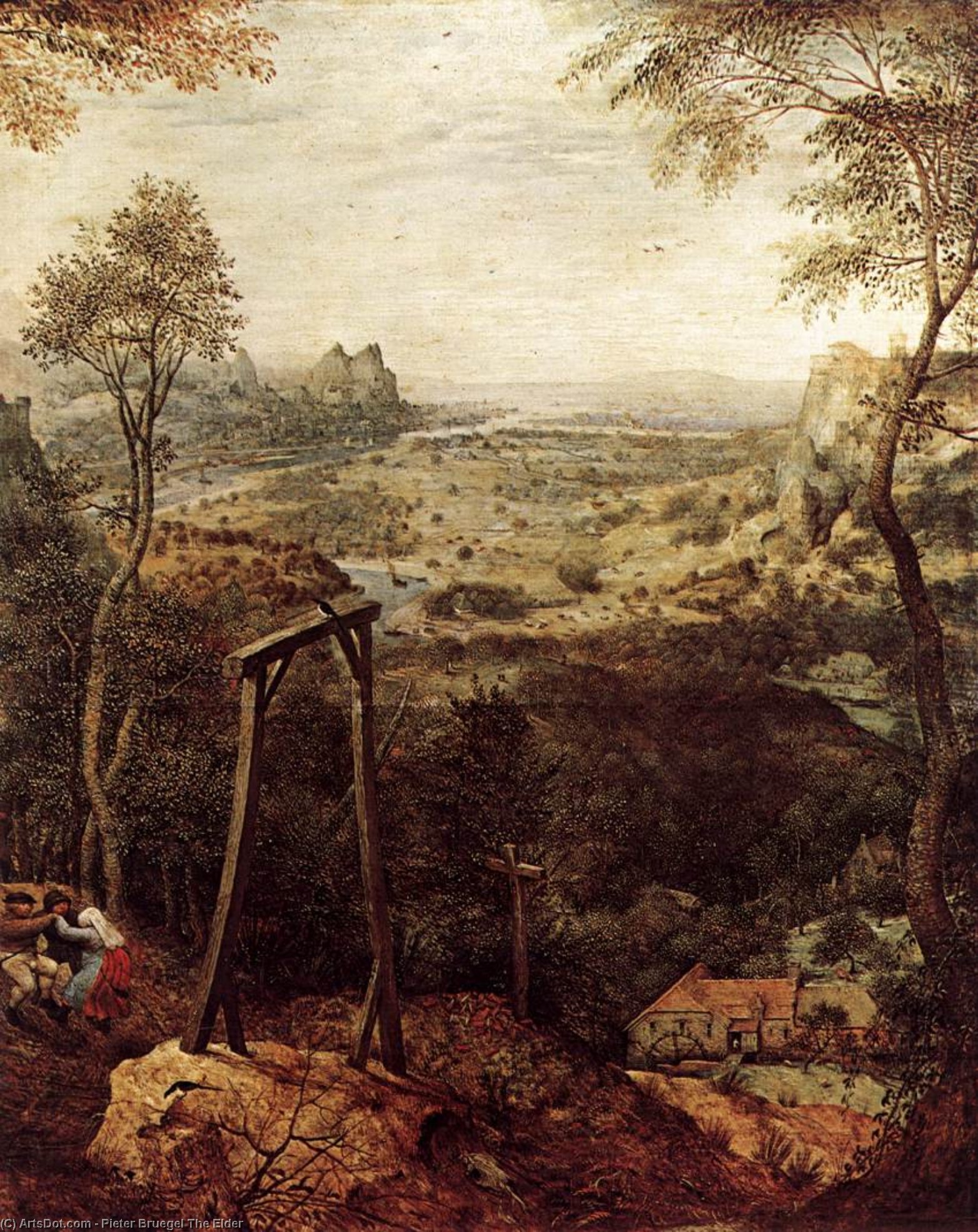 Magpie On The Gallow (detail) — Pieter Bruegel The Elder