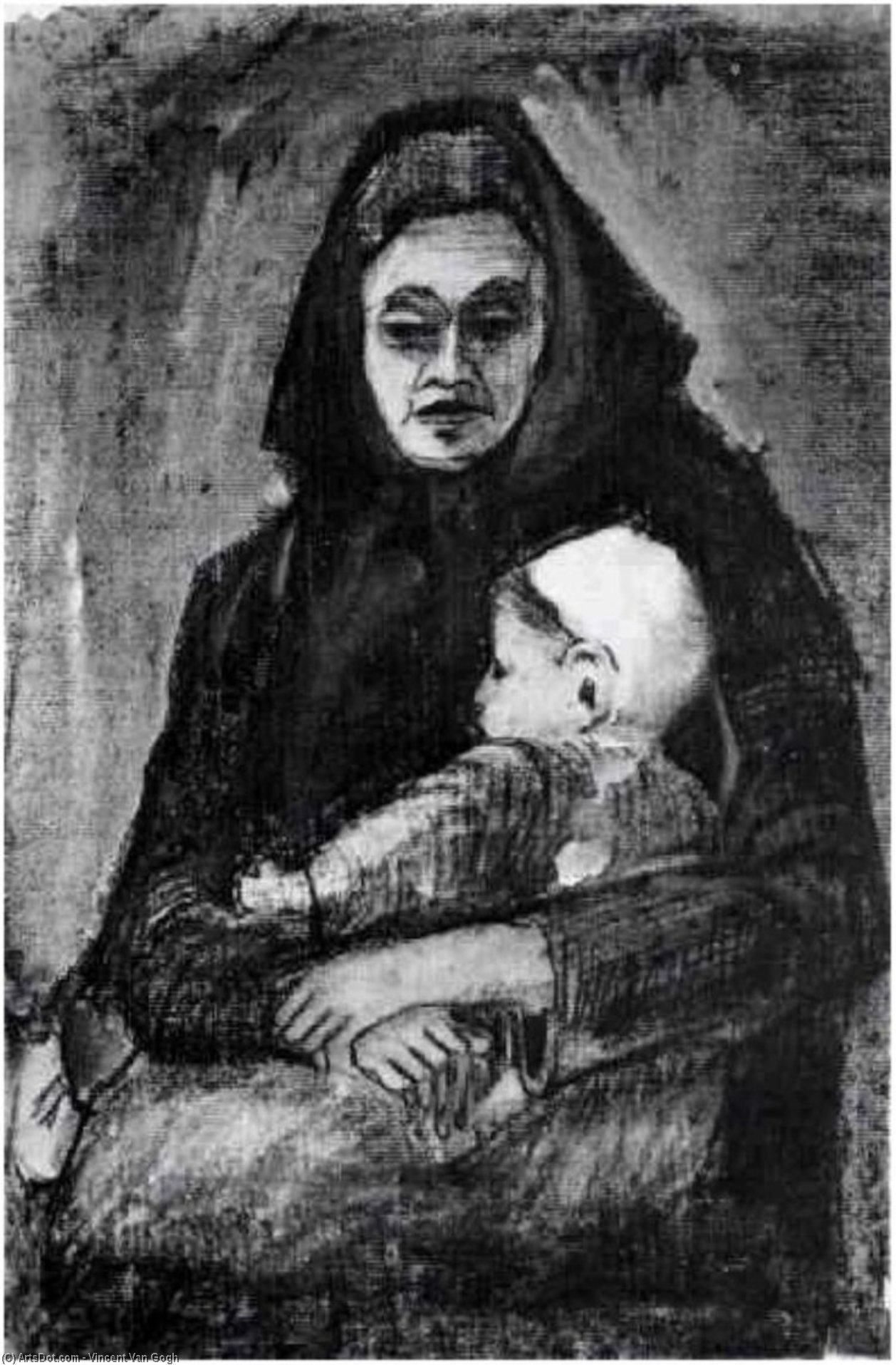 Woman With Baby On Her Lap, Half-length — Vincent Willem Van Gogh