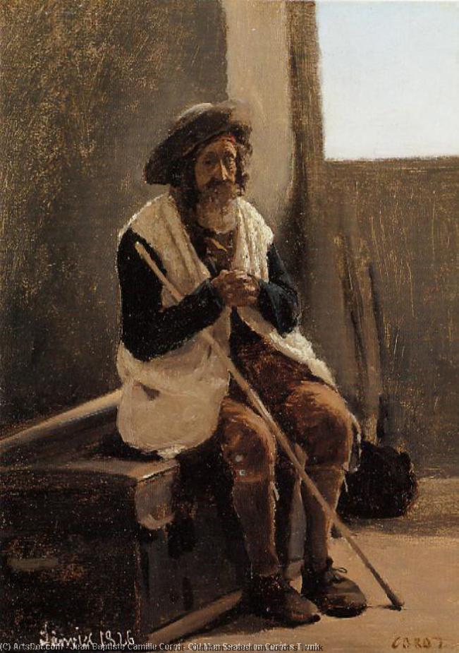 Old Man Seated On Corot's Trunk — Jean-baptiste-camille Corot