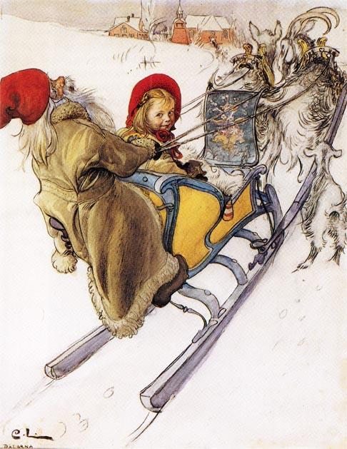 Kersti's Sleigh Ride — Carl Larsson