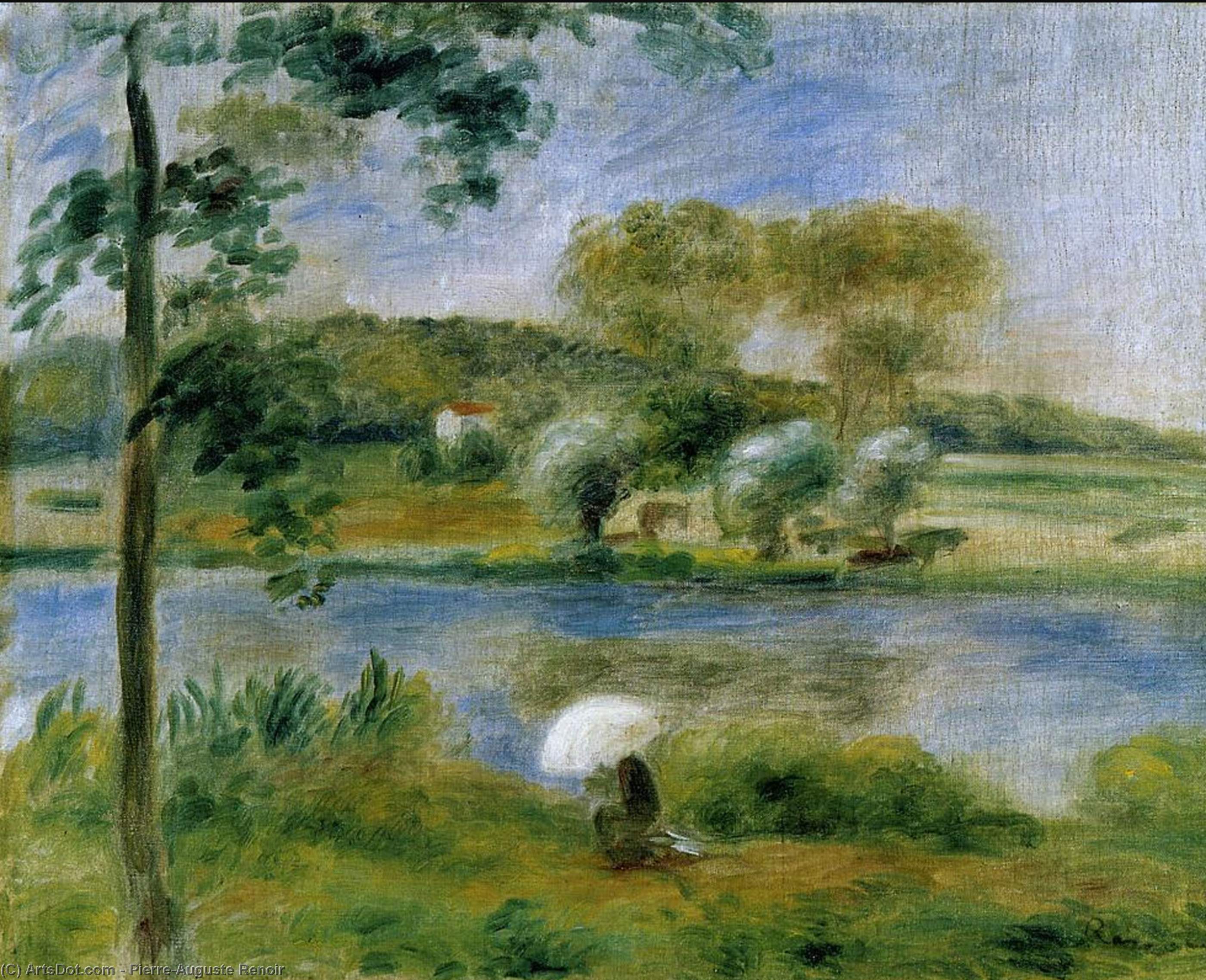Landscape: Banks Of The River — Pierre-auguste Renoir