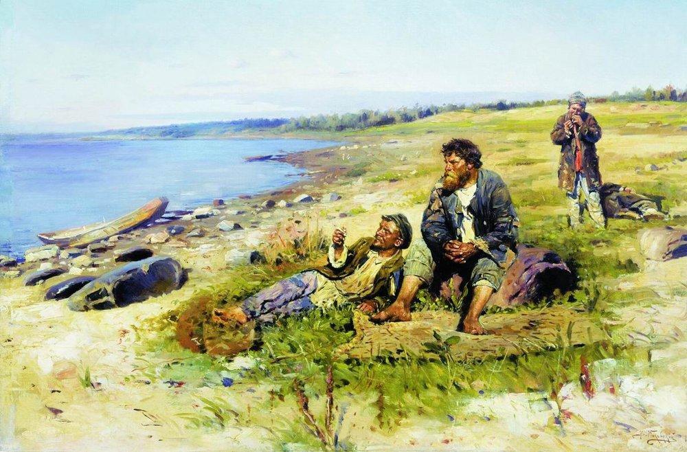 At Volga — Vladimir Yegorovich Makovsky