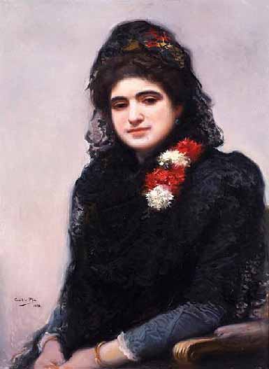 Mujer Con Mantilla — Cecilio Pla Y Gallardo