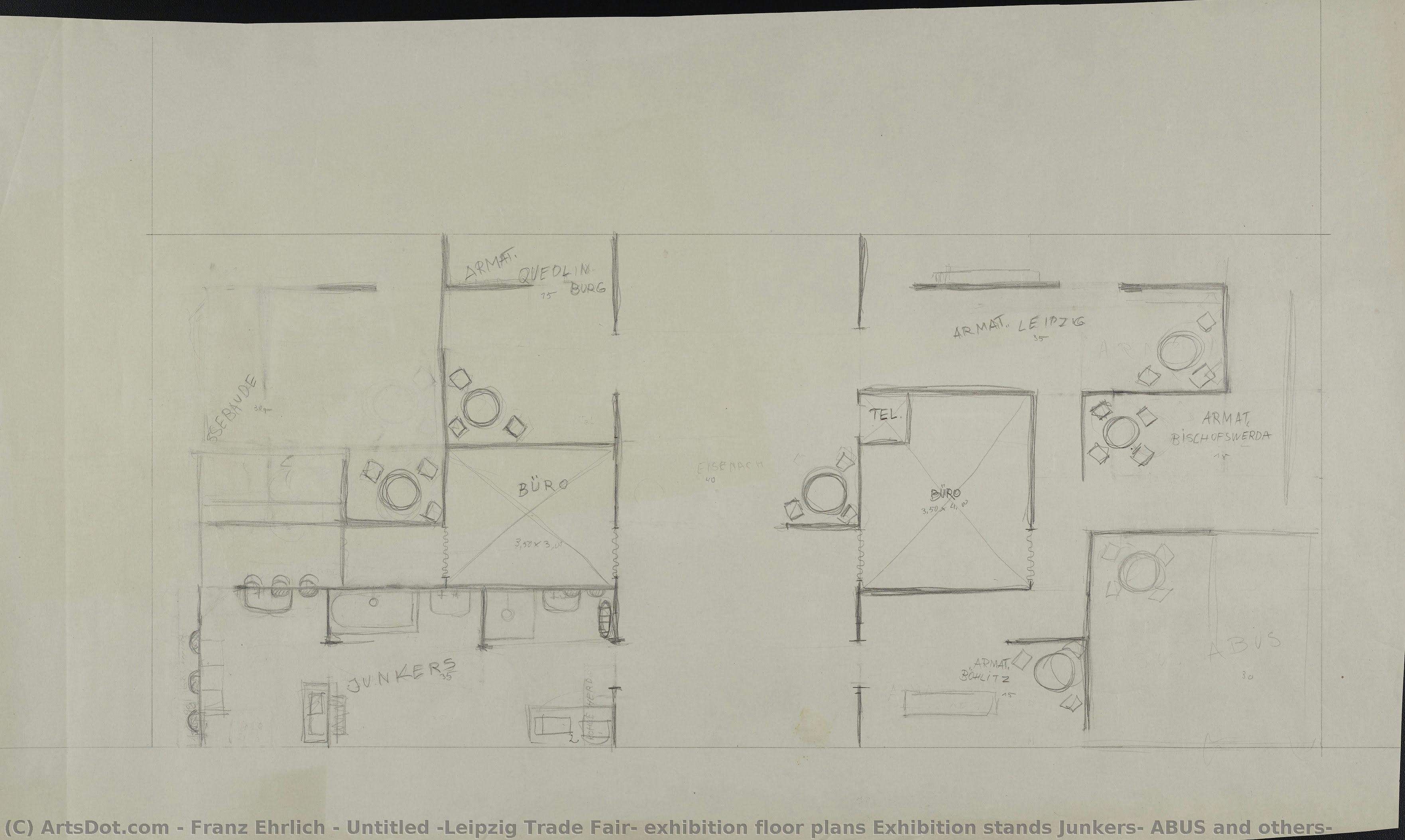 Untitled (leipzig Trade Fair, Exhibition Floor Plans Exhibition Stands Junkers, Abus And Others) — Franz Ehrlich