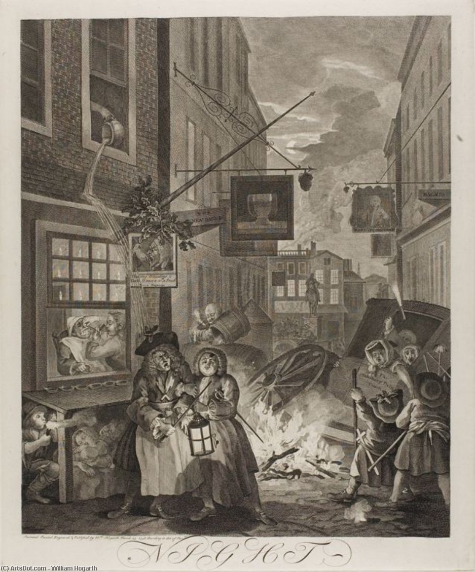 Night, Plate Four From The Four Times Of The Day — William Hogarth