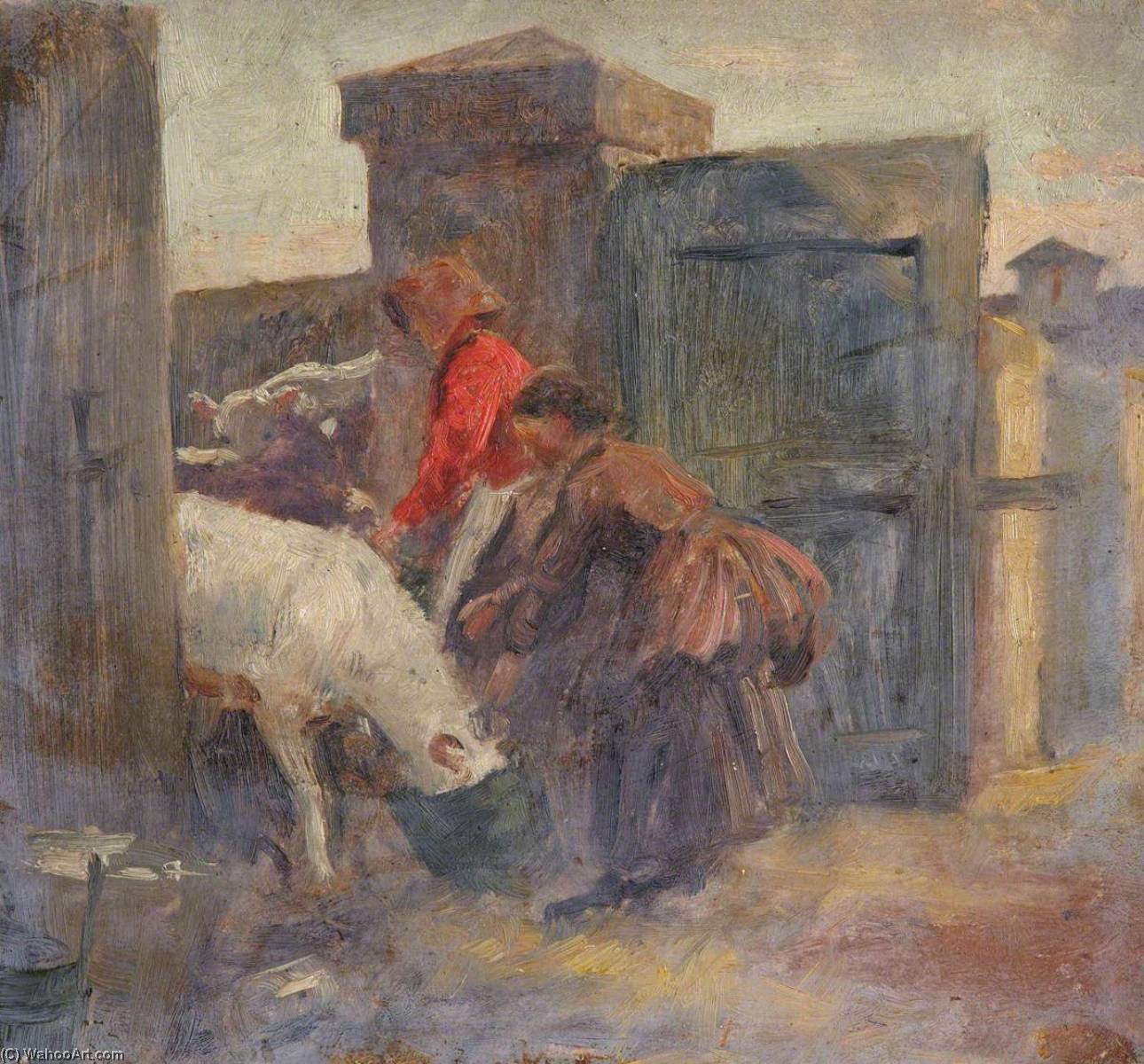 Woman Feeding Calves — William Darling Mckay