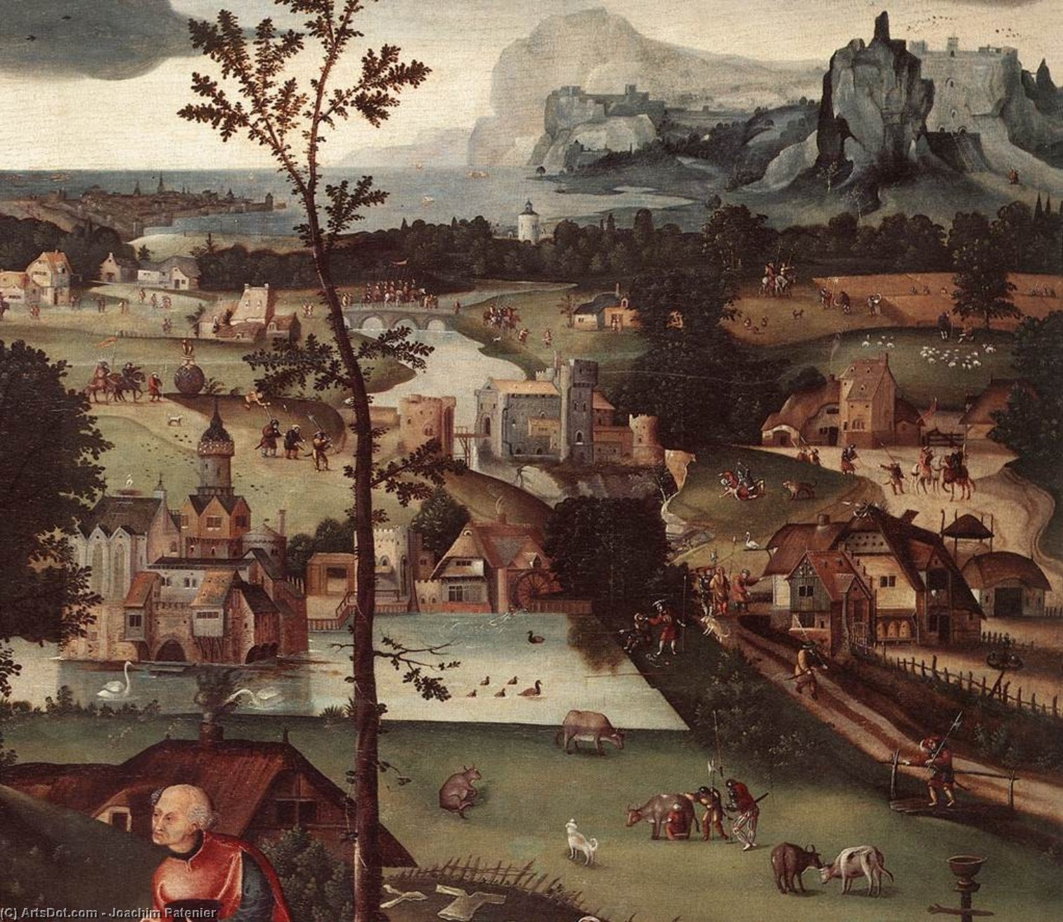 Landscape With The Rest On The Flight (detail) — Joachim Patenier
