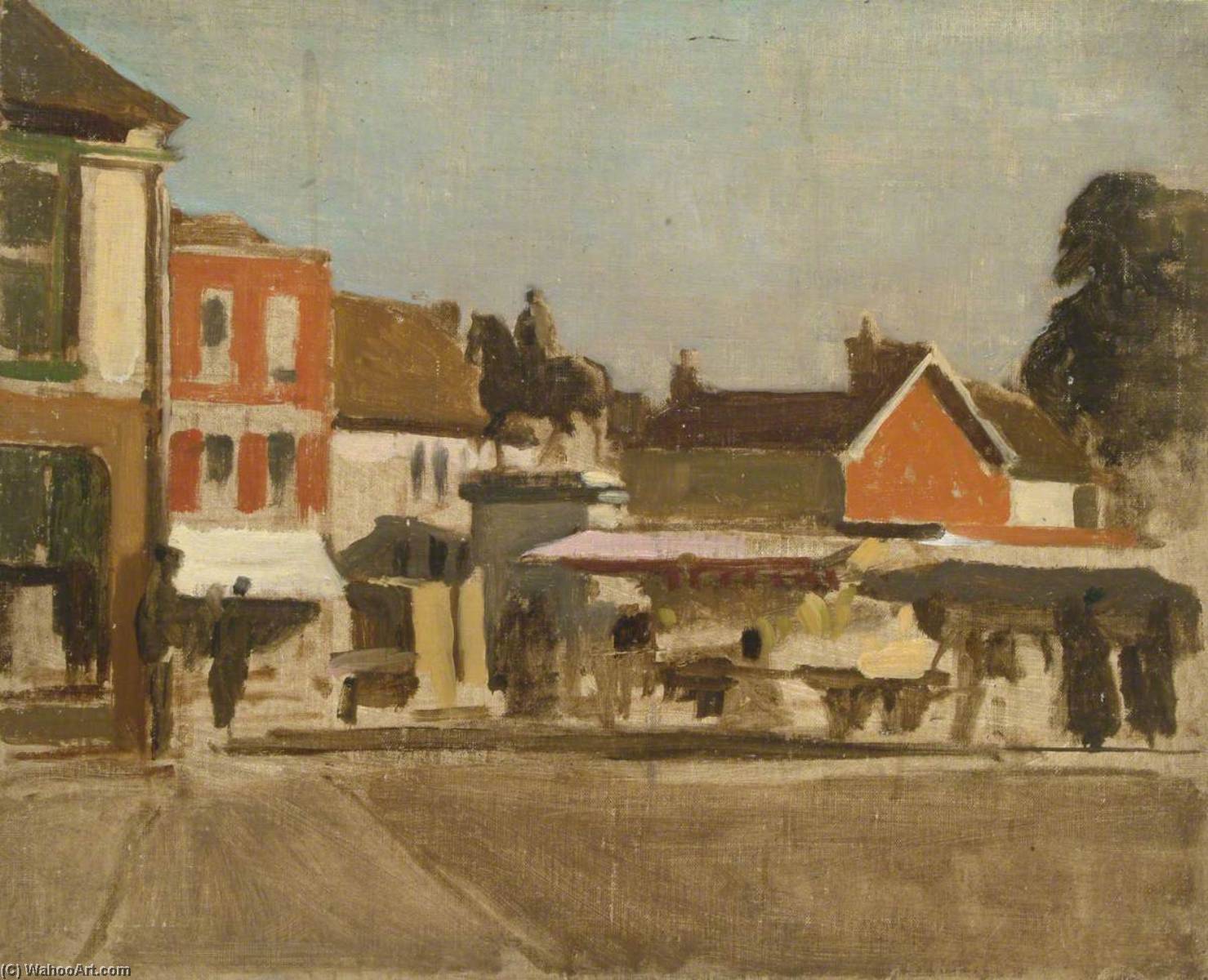 View Of A Town Centre With An Equestrian Monument — Gunning King