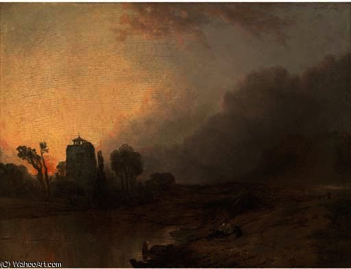 A Rest By The Wayside, Sunset — Anthony Vandyke Copley Fielding