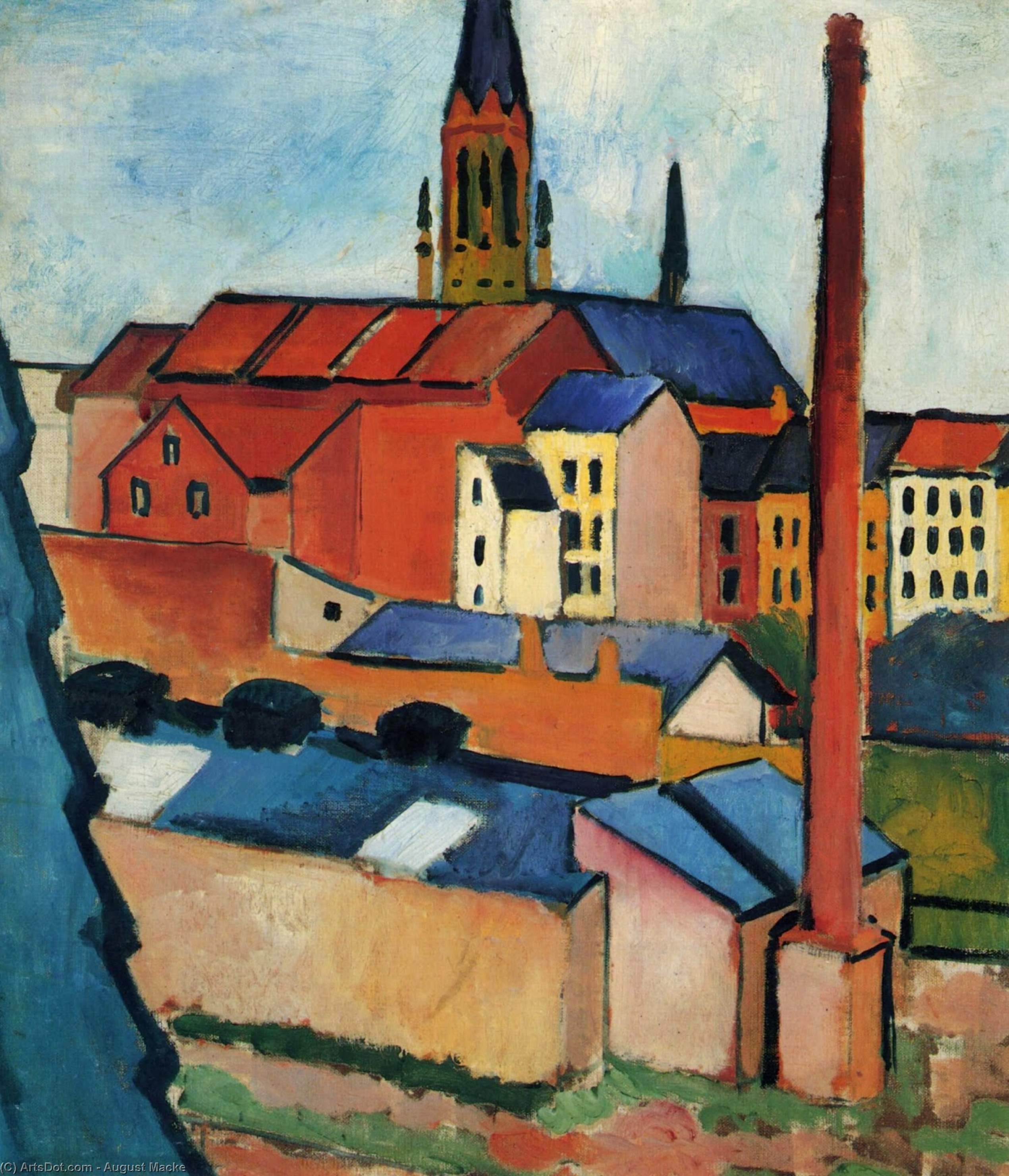 St. Mary's With Houses And Chimney (bonn) — August Macke