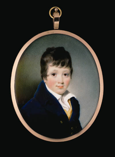 A Young Boy, Full Face In Blue Coat With Gold Buttons — George Chinnery