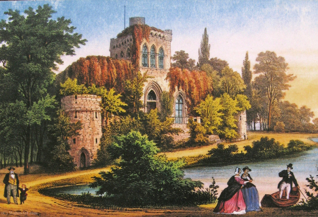Lithograph Of Mosburg In Wiesbaden — Eugène Cicéri