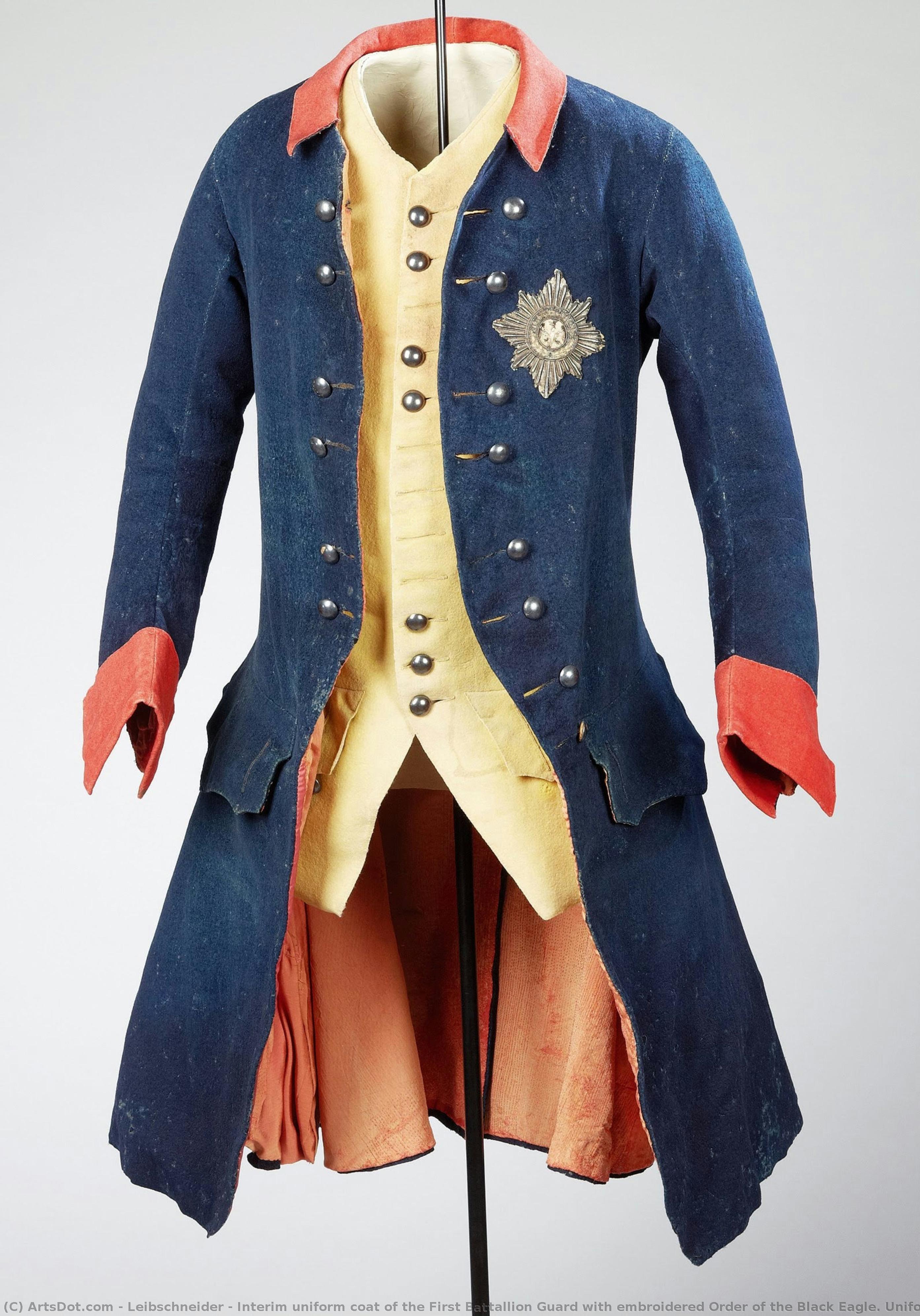 Interim Uniform Coat Of The First Battallion Guard With Embroidered Order Of The Black Eagle. Uniforms, Medals And Accessories Worn By King Frederick The Great Of Prussia (1712-1786) — Leibschneider