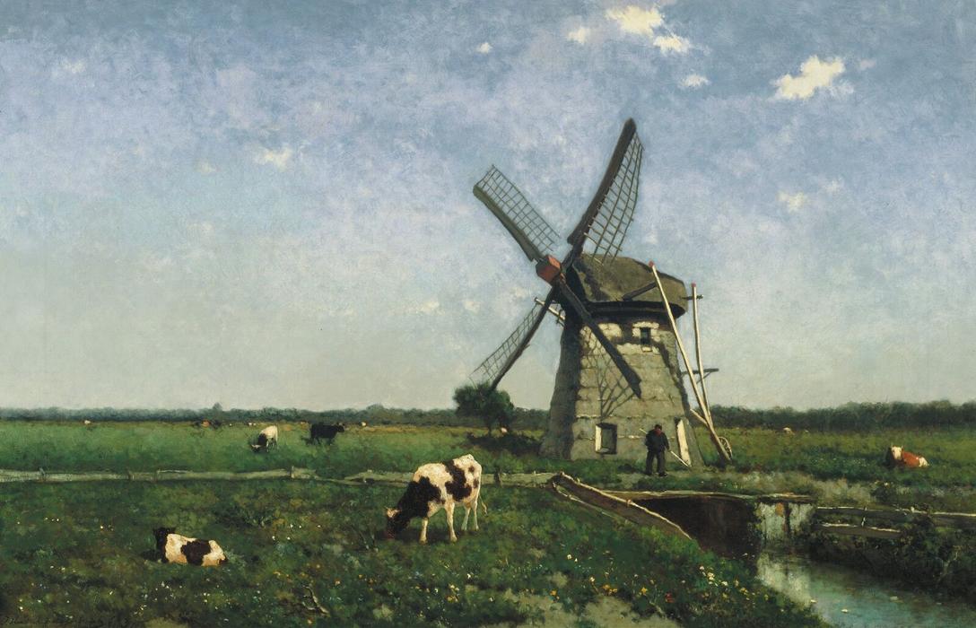 Landscape With Windmill Near Schiedam — Johan Hendrik Weissenbruch