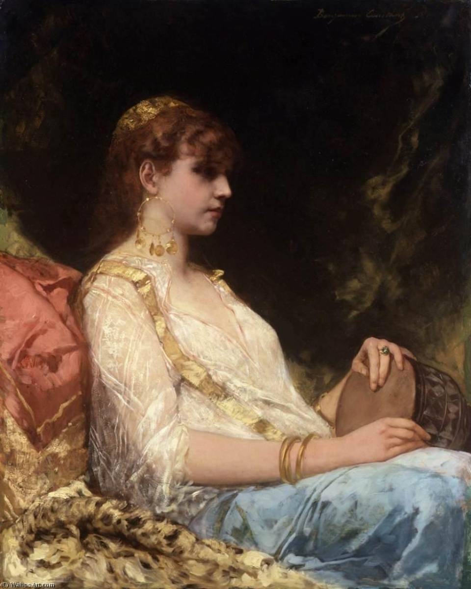 Oriental Woman With A Drum — Jean-joseph Benjamin-constant