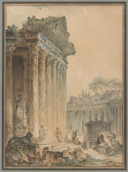 Ruins With A Statue Of An Emperor — Hubert Robert