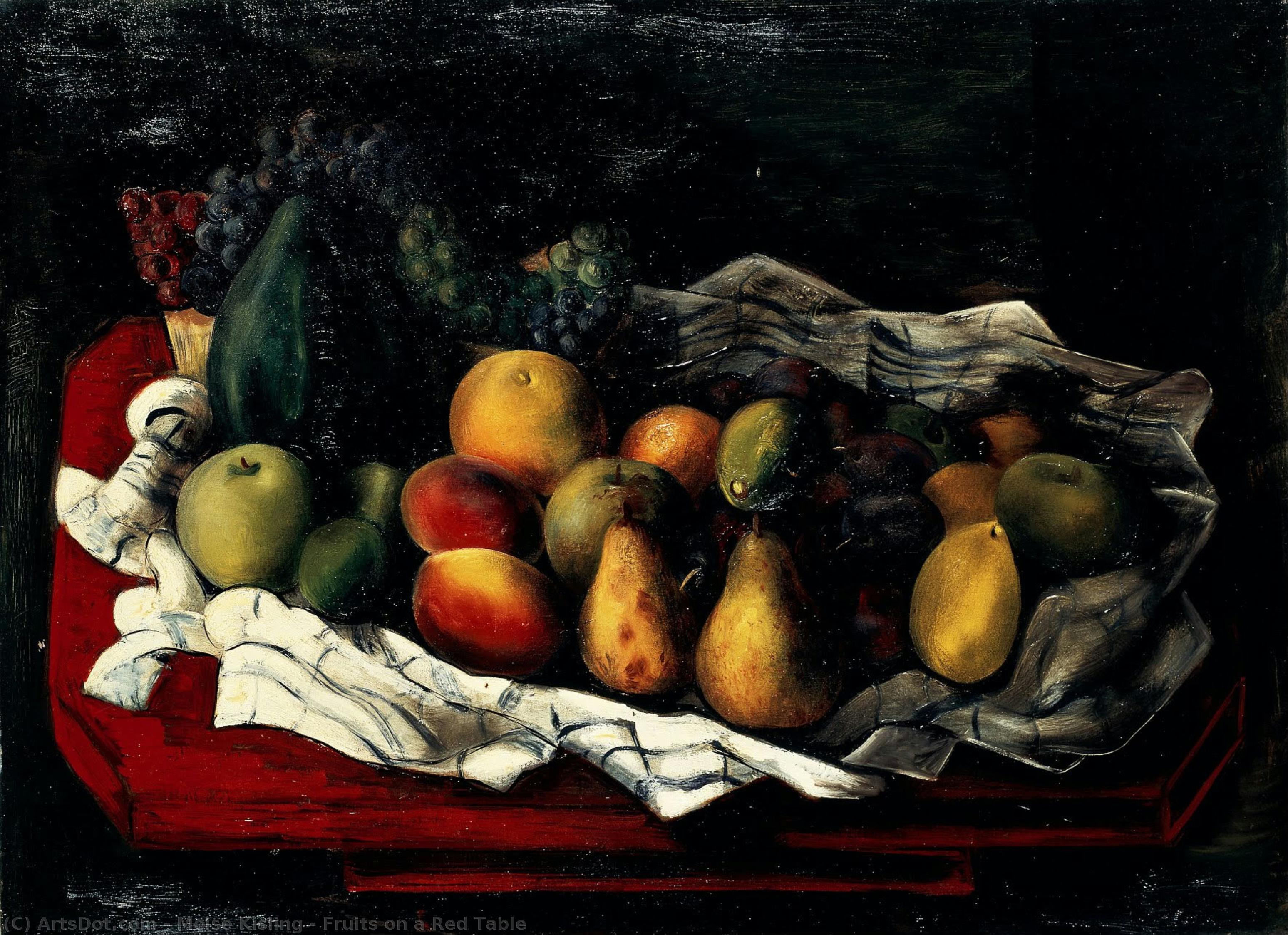 Fruits On A Red Table — Moïse Kisling