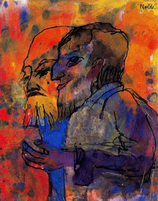 Two Bearded Old Men (in Profile) — Emile Nolde