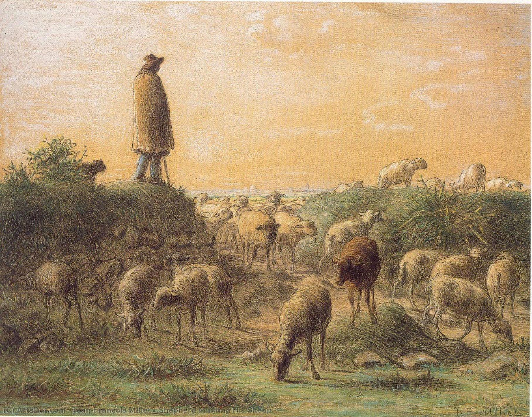 Shepherd Minding His Sheep — Jean-françois Millet