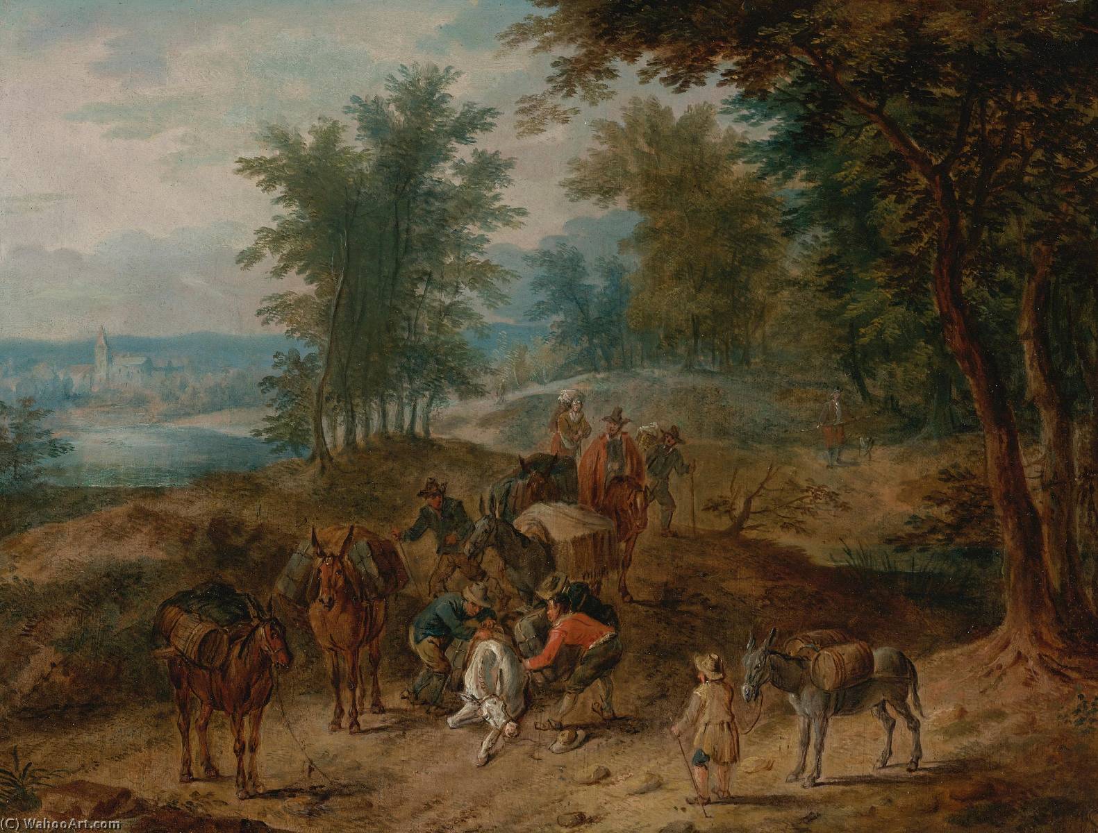 Travelers On A Wooded Path — Karel Breydel