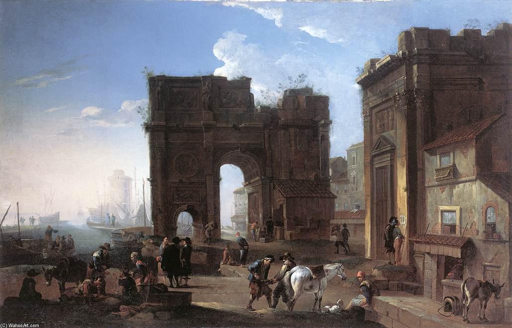Harbour View With Triumphal Arch — Alessandro Salucci