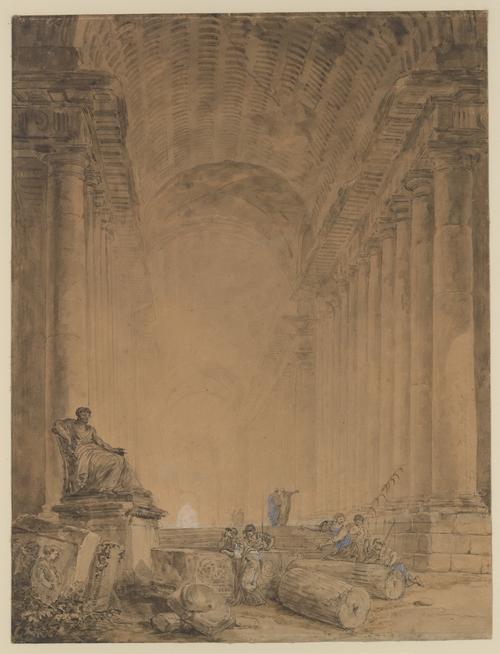 Figures In A Colonnade — Hubert Robert