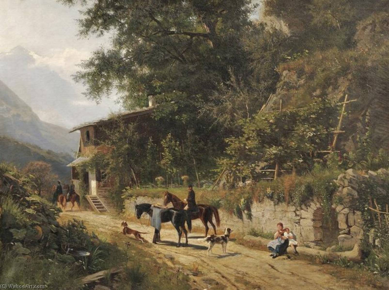 Genre Scene Along An Alpine Road — Eugen Felix Prosper Bracht