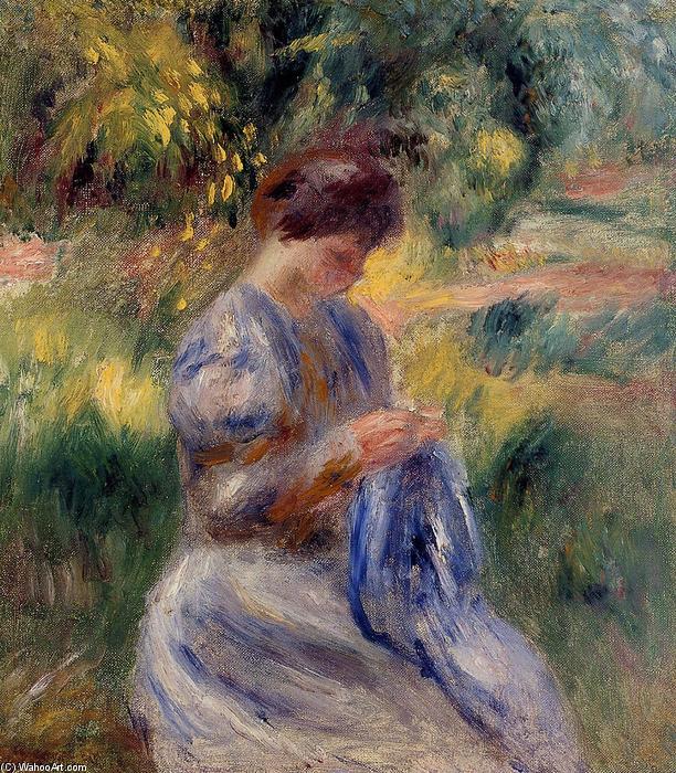 The Embroiderer (also Known As Woman Embroidering In A Garden) — Pierre-auguste Renoir