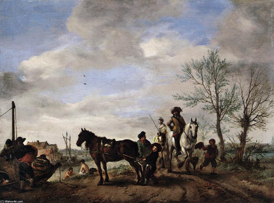 A Man And A Woman On Horseback — Philips Wouwerman