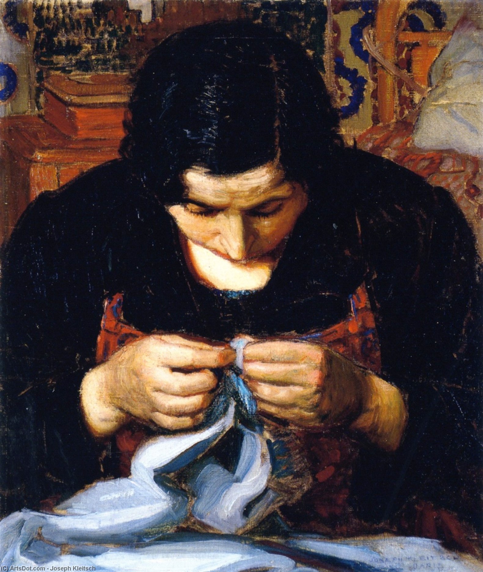 Woman Sewing, Paris — Joseph Kleitsch