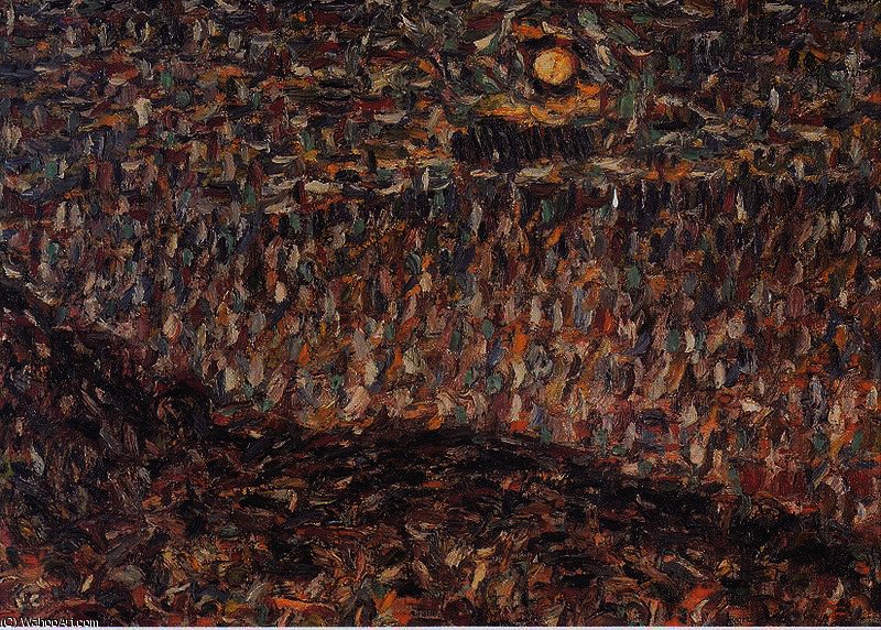 Hügellandschaft Mit Tiefstehender Sonne — Christian Rohlfs