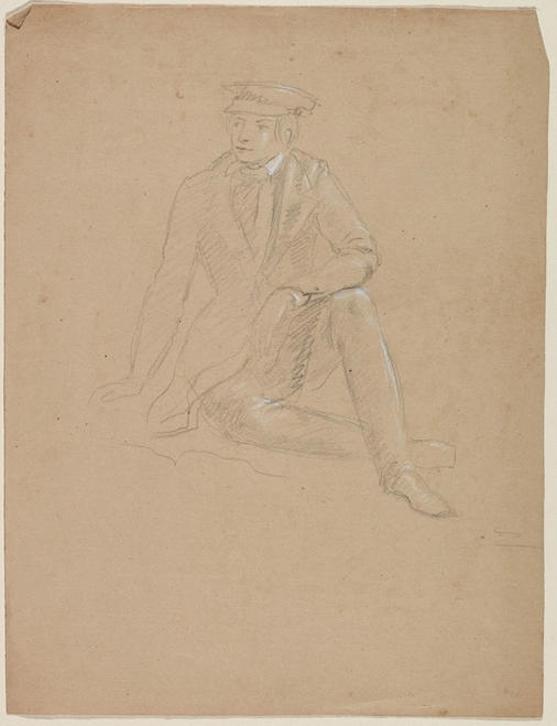 Seated Male Figure In A Yachting Cap — Thomas Cole
