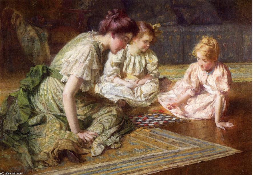 Mother And Daughters Playing Chess — Francis Coates Jones