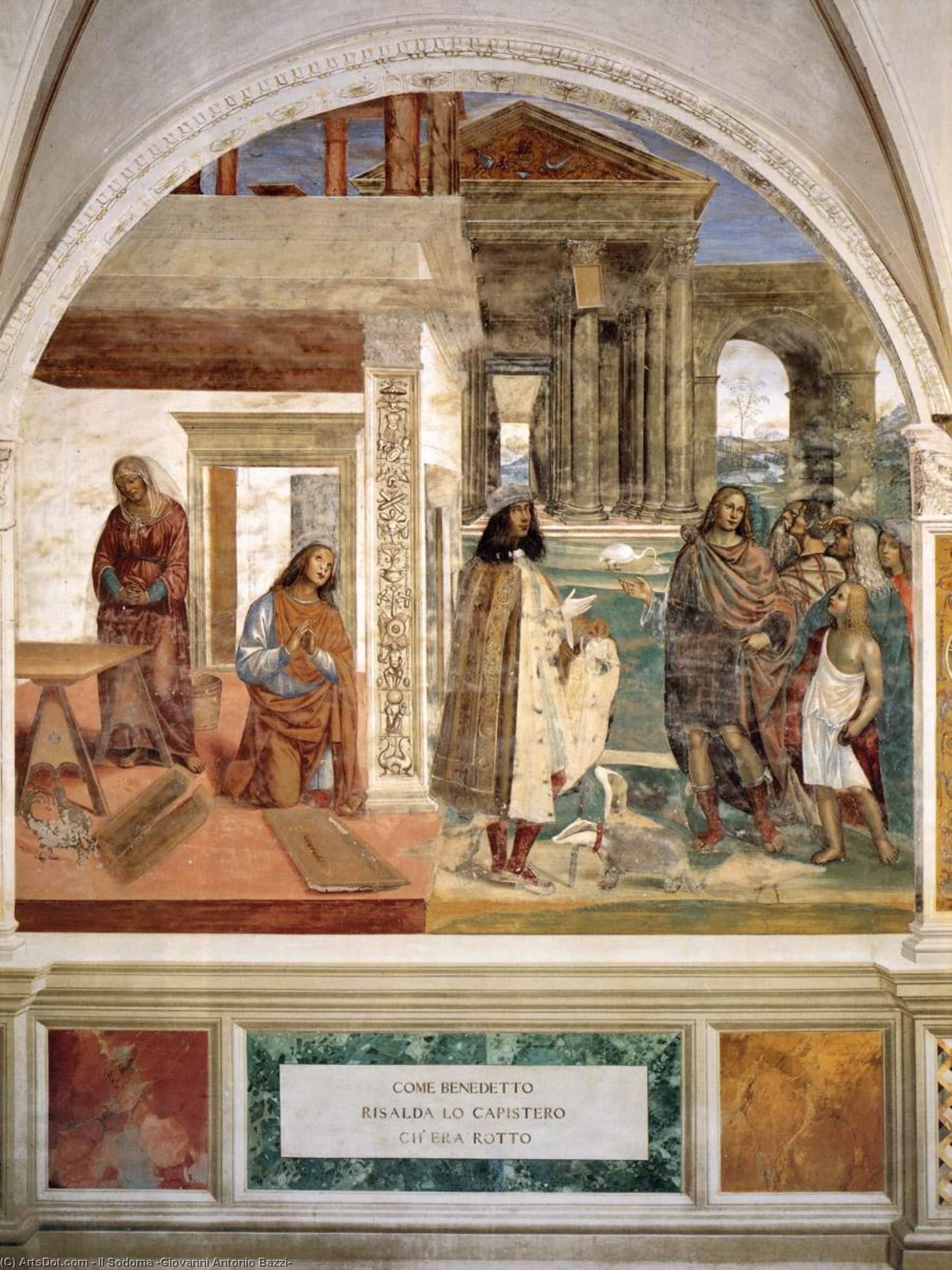 Life Of St Benedict, Scene 3: Benedict Repairs A Broken Colander Through Prayer — Il Sodoma (giovanni Antonio Bazzi)