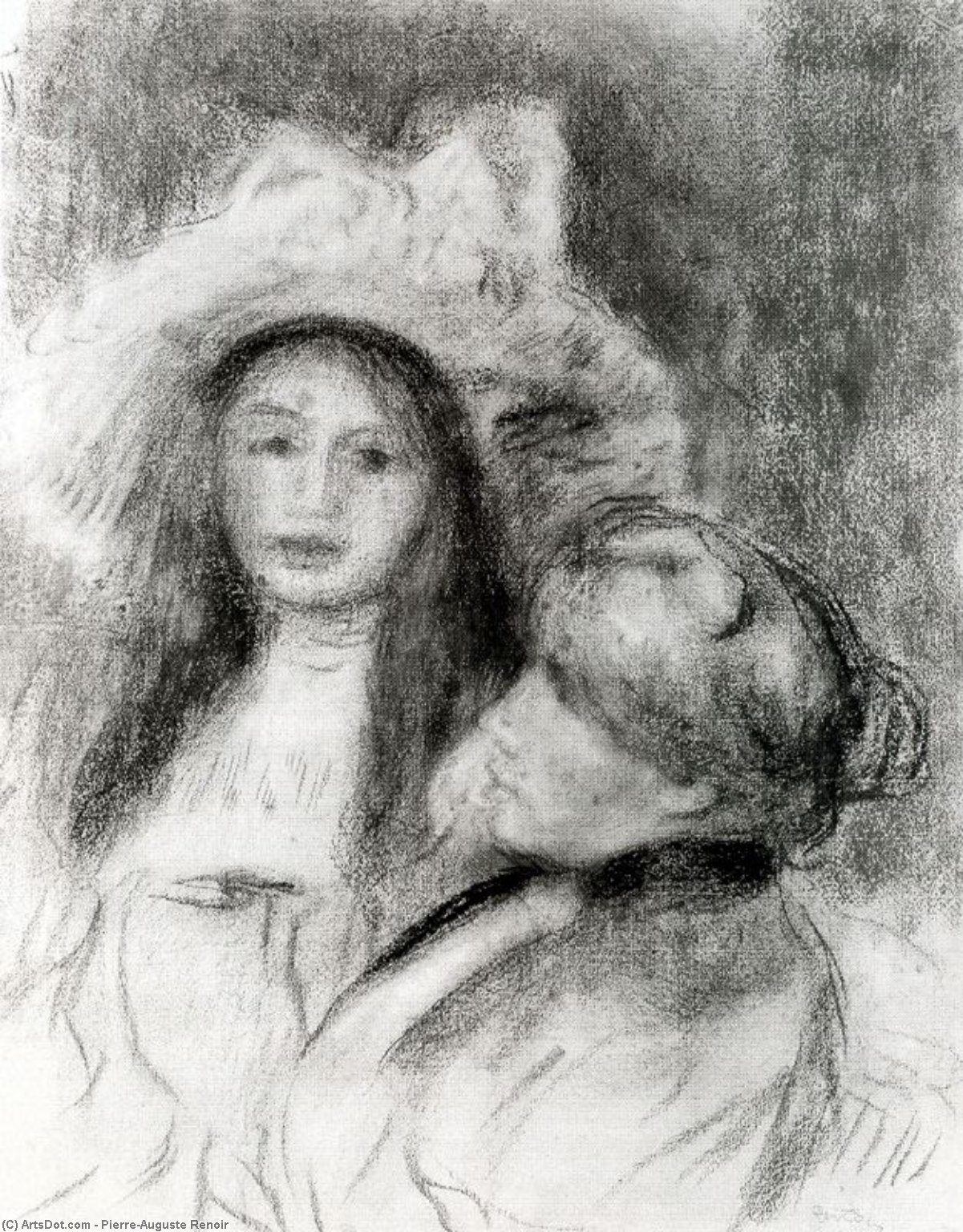 Berthe Morisot And Her Daughter (study) — Pierre-auguste Renoir