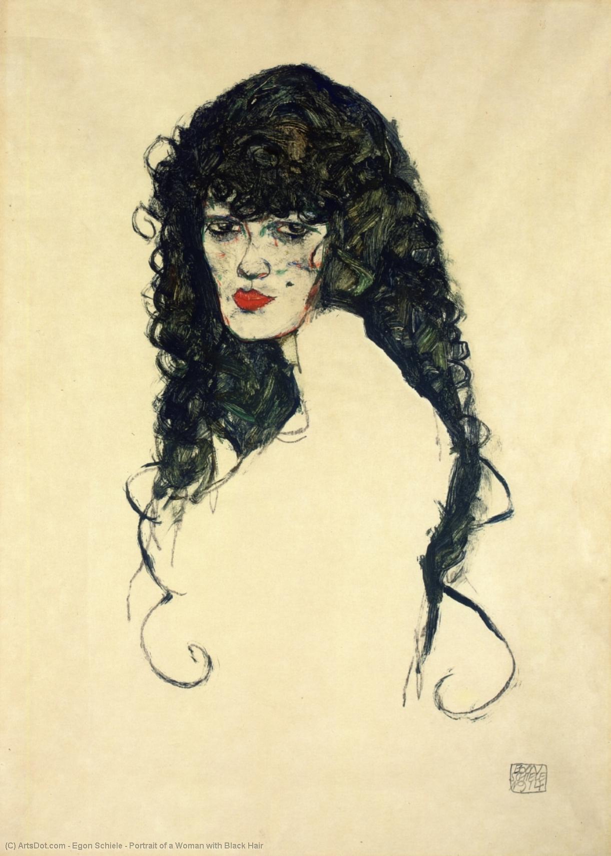 Portrait Of A Woman With Black Hair — Egon Schiele