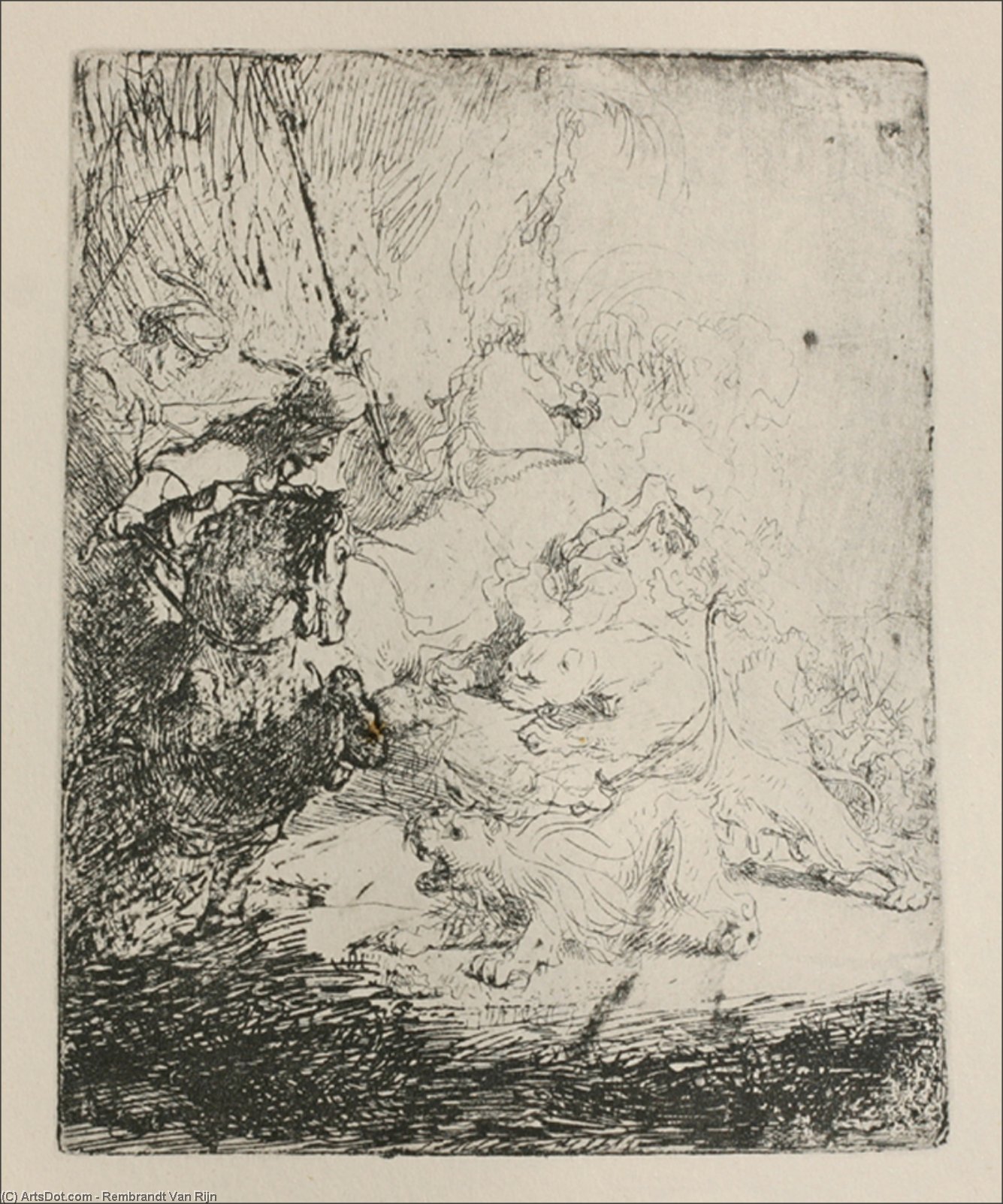 A Small Lion Hunt With A Lioness — Rembrandt Van Rijn