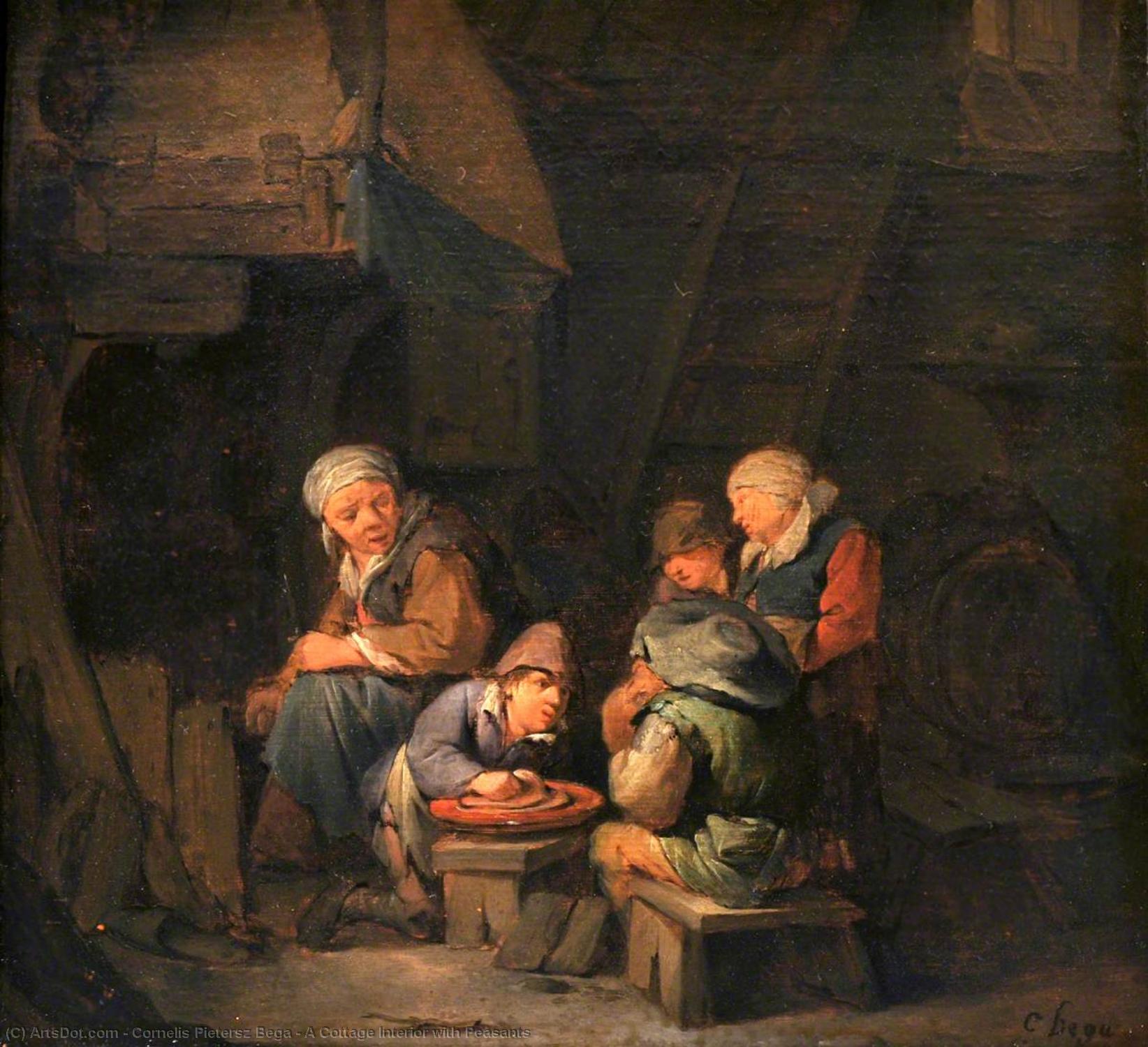 A Cottage Interior With Peasants — Cornelis Pietersz Bega