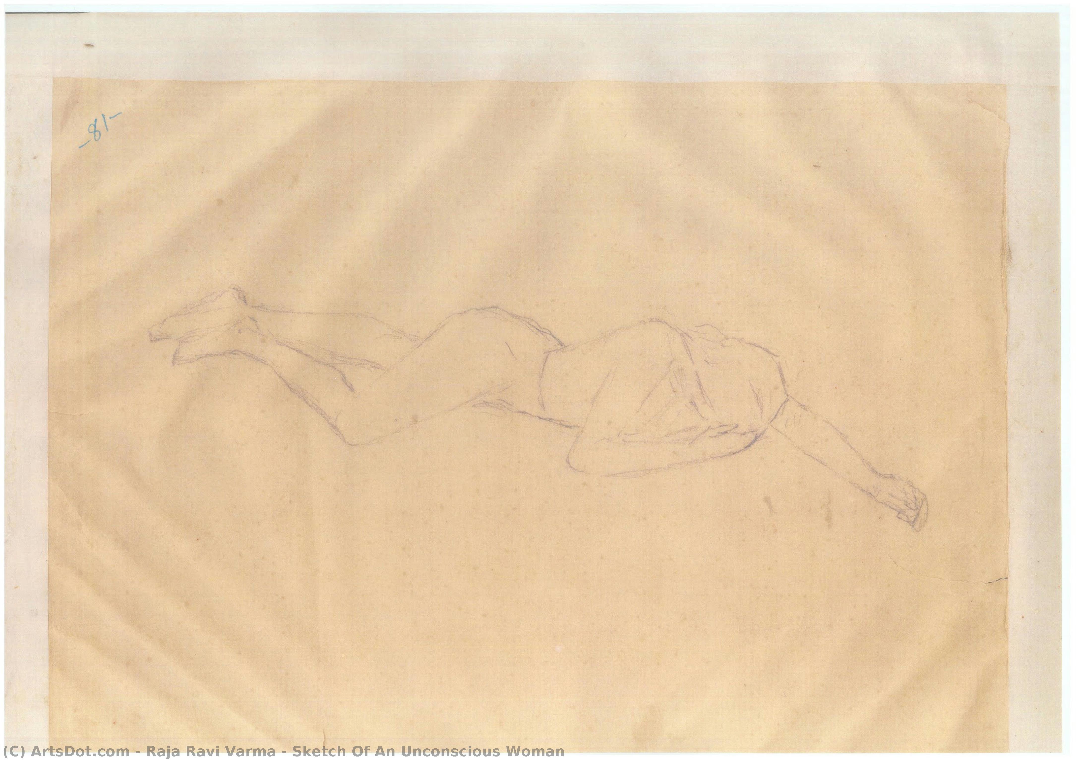 Sketch Of An Unconscious Woman — Raja Ravi Varma